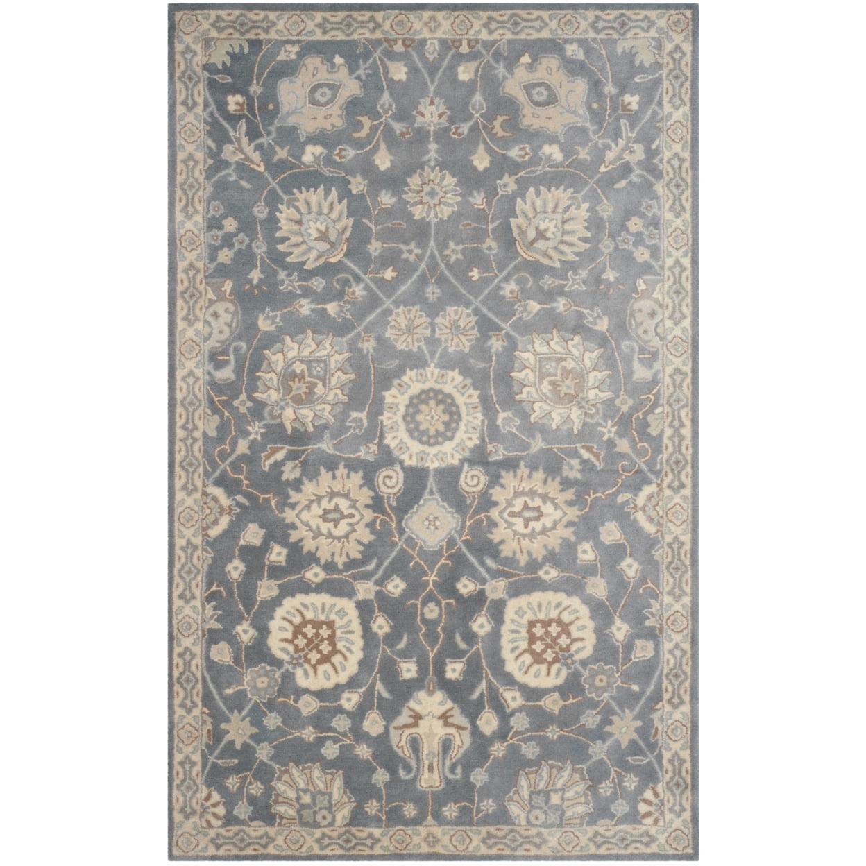 Grey/Ivory Hand-Tufted Wool Rectangular Area Rug, 5' x 8'