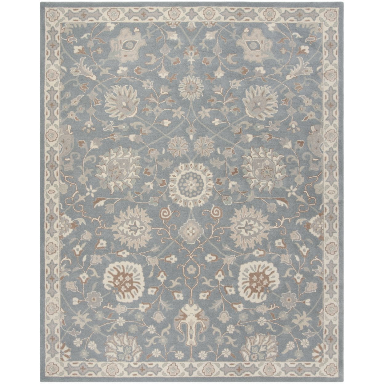 Grey/Ivory Hand-Tufted Wool Rectangular Area Rug, 5' x 8'