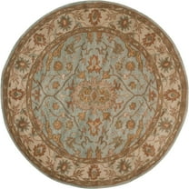 SAFAVIEH Heritage Frederick Traditional Wool Area Rug, Light Blue/Ivory, 6' x 6' Round