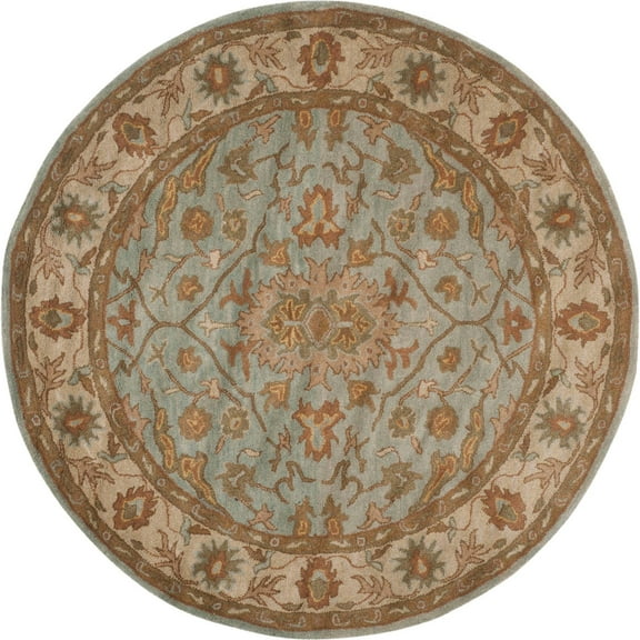 SAFAVIEH Heritage Frederick Traditional Wool Area Rug, Light Blue/Ivory, 6' x 6' Round