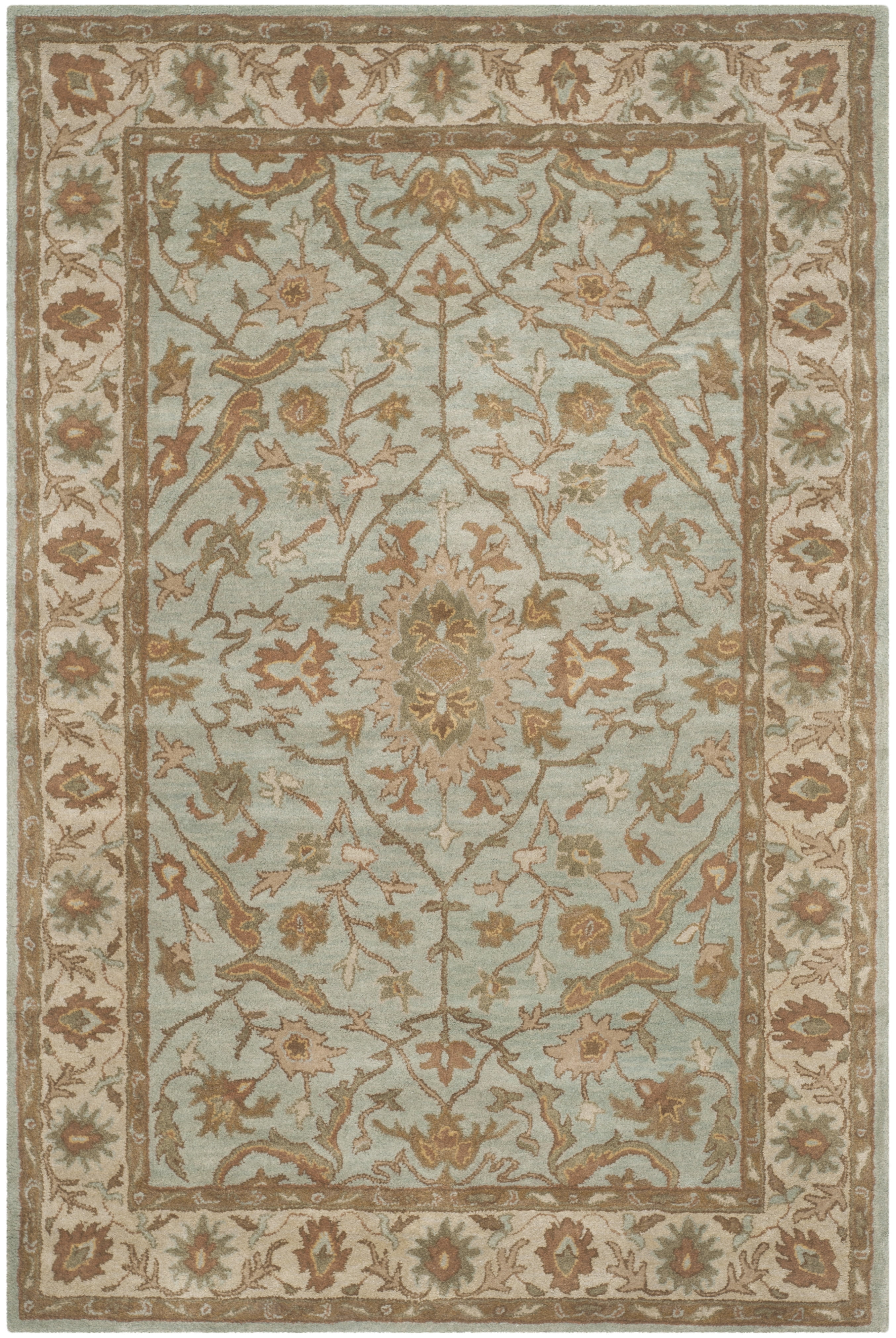 Elegant Heritage Hand-Tufted Wool Round Rug in Light Blue