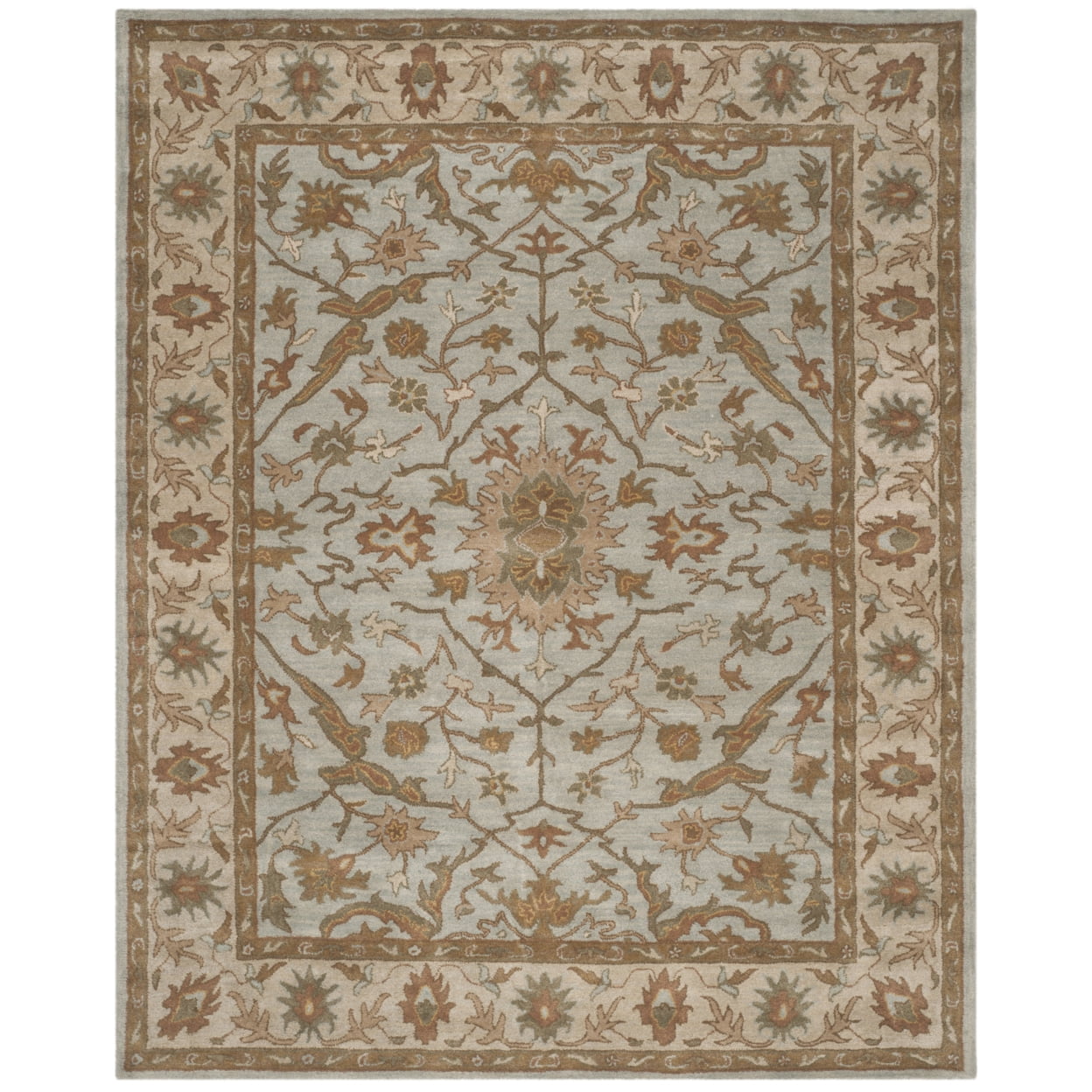 Light Blue and Ivory Hand-Tufted Wool Area Rug, 8' x 10'