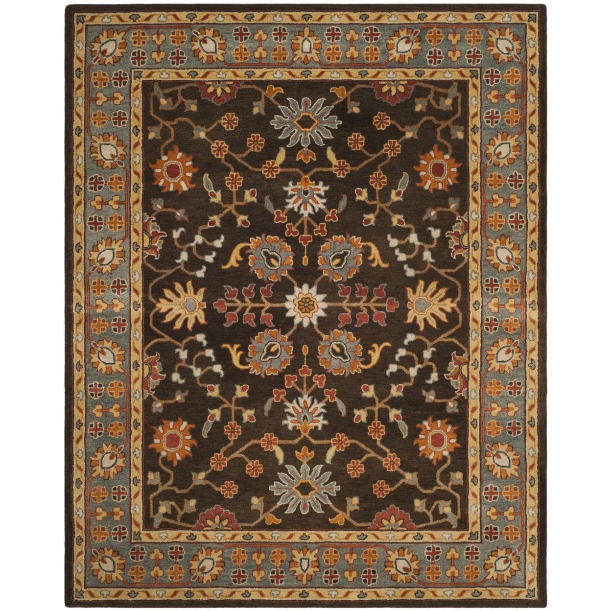 Heritage Charcoal and Blue Wool 8' Square Area Rug