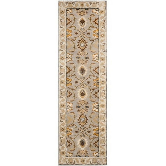 SAFAVIEH Heritage Giles Oriental Wool Runner Rug, Light Grey/Grey, 2'3" x 8'