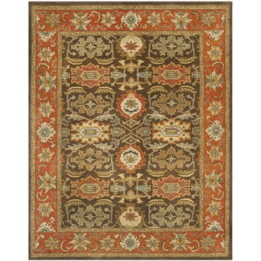 SAFAVIEH Heritage Giles Traditional Wool Area Rug, Chocolate/Tangerine, 8'3" x 11'