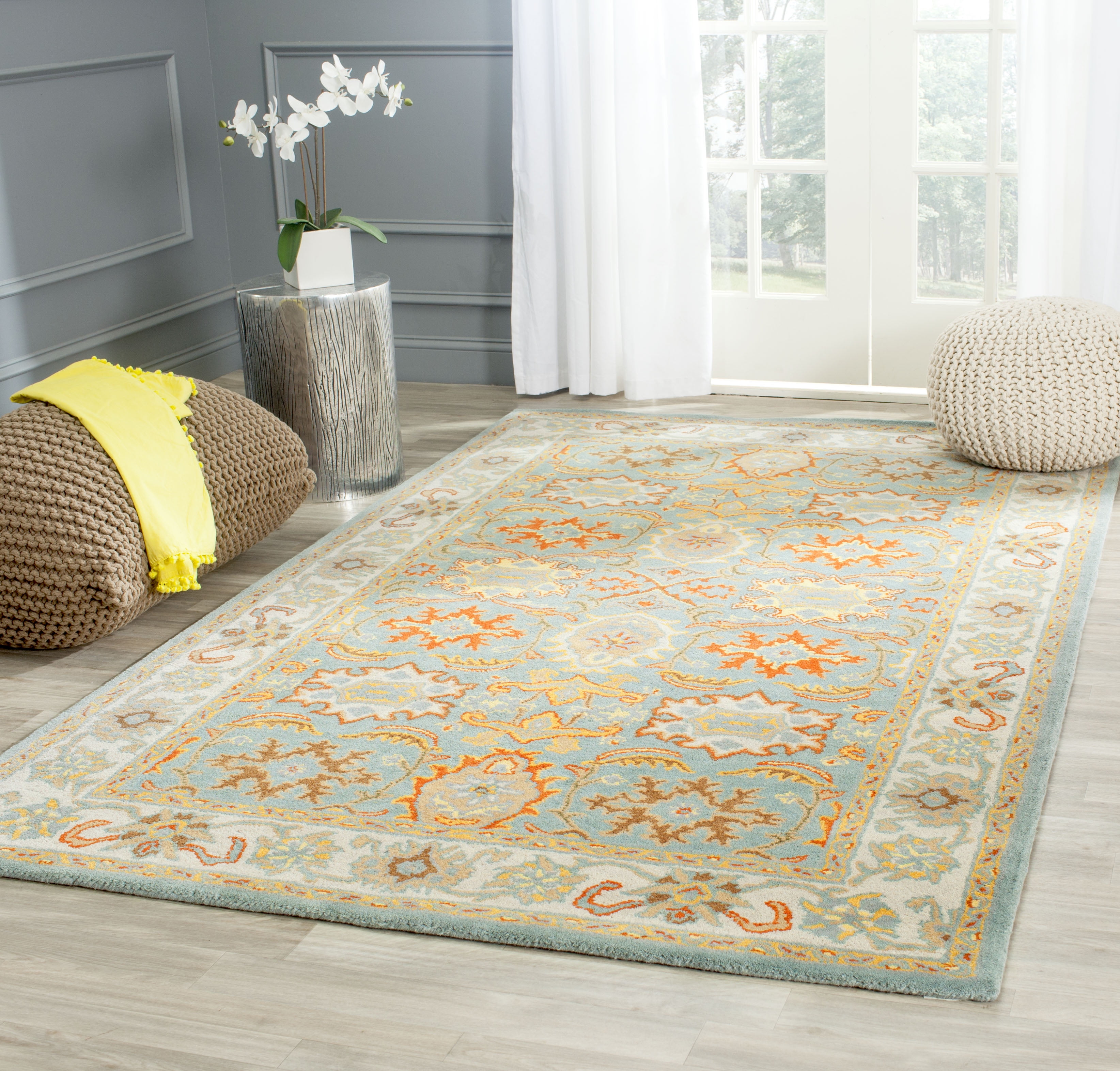 Safavieh Heritage Giles Oriental Wool Area Rug, Light Blue/Ivory, 10' x 10' Square