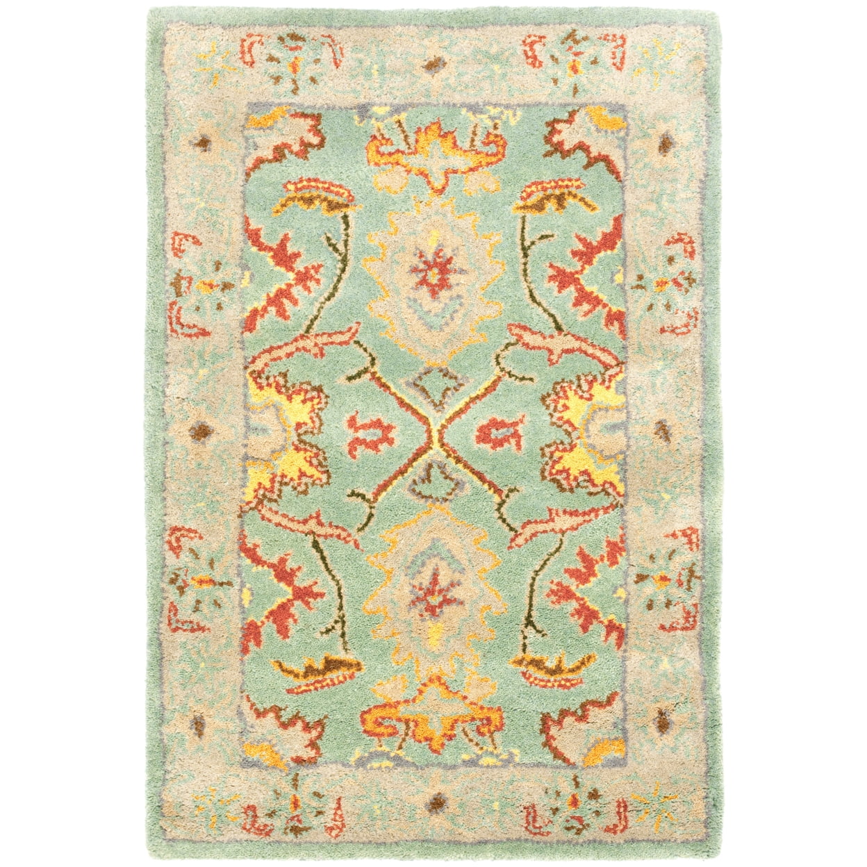 Elegant Heritage Light Blue & Ivory Hand-Tufted Wool Accent Rug - 2' x 3'