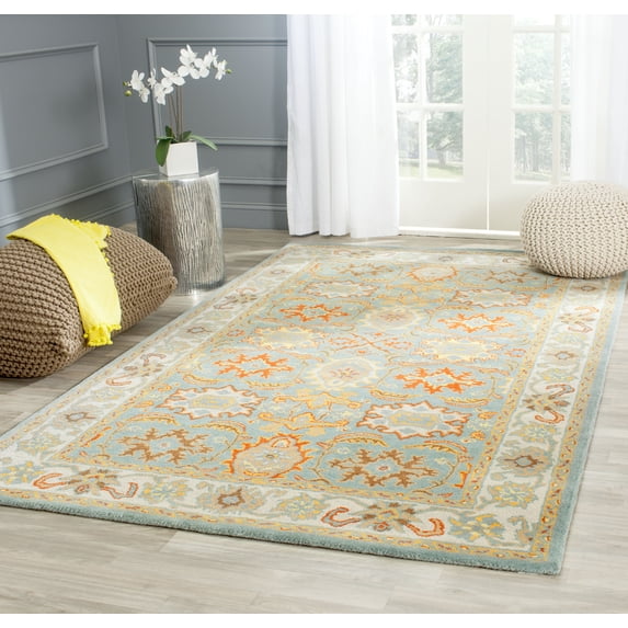 Safavieh Heritage Giles Oriental Wool Area Rug, Light Blue/Ivory, 9' x 12'