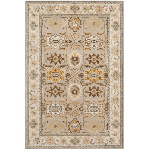 SAFAVIEH Heritage Giles Traditional Wool Area Rug, Light Grey/Grey, 5' x 8'