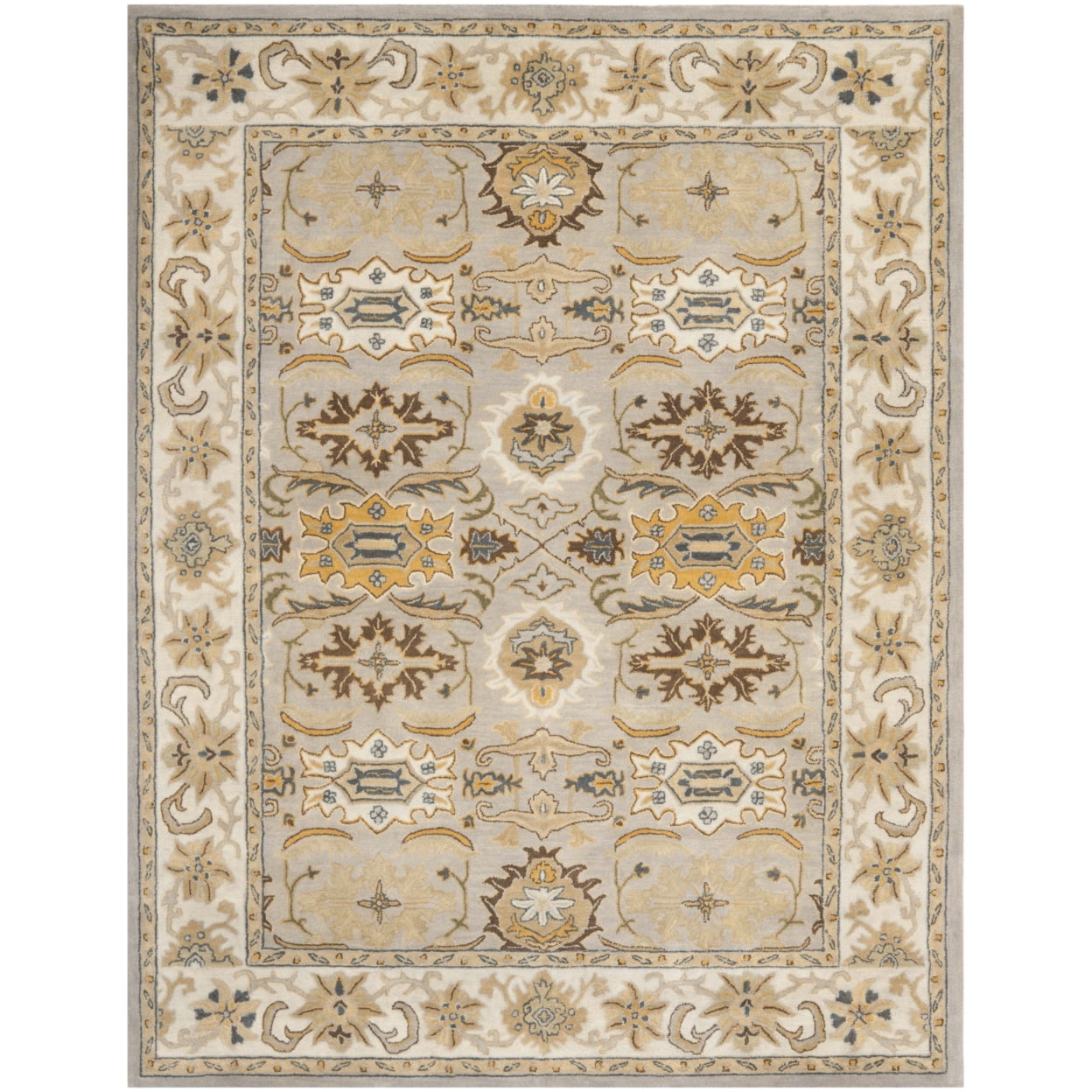 Light Grey and Beige Hand-Tufted Wool Area Rug, 7'6" x 9'6"