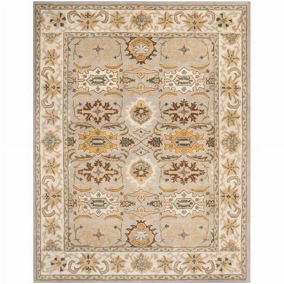 SAFAVIEH Heritage Giles Traditional Wool Area Rug, Light Grey/Grey, 9' x 12'