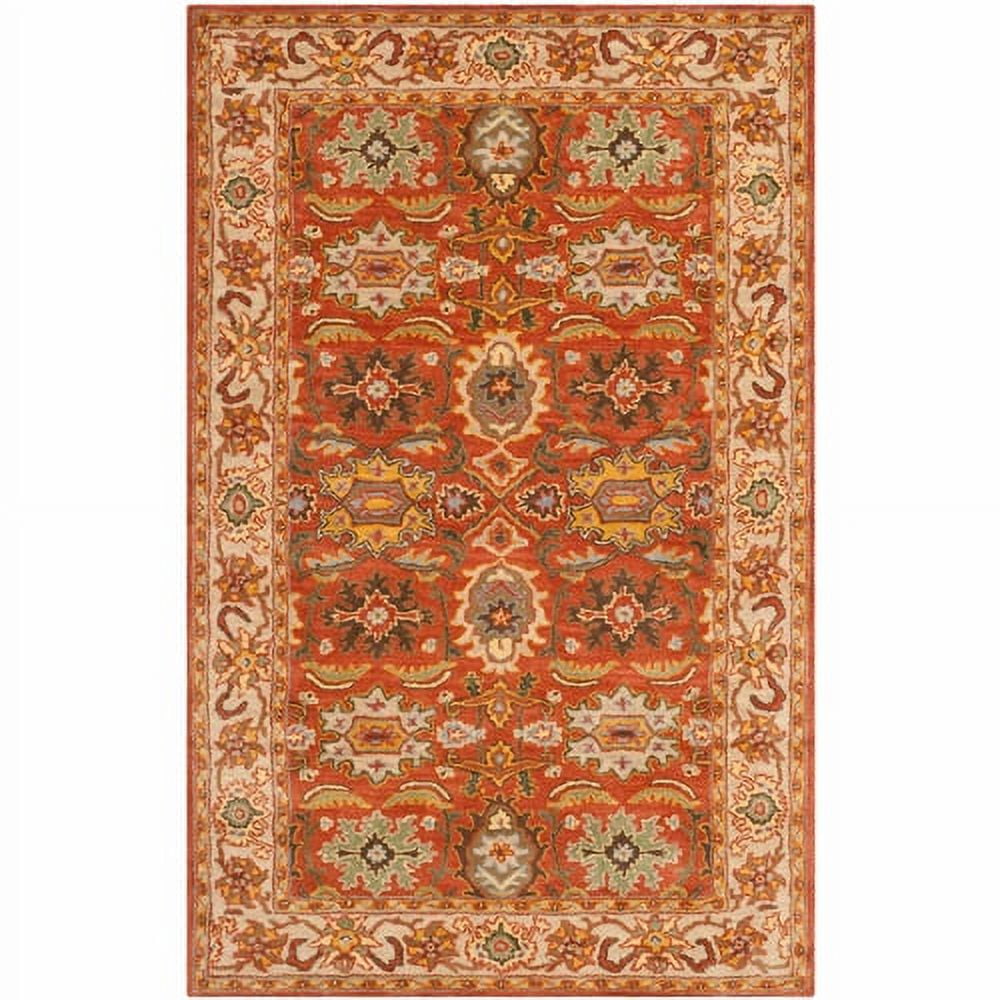 Hand-Tufted Rust and Beige Wool Area Rug, 4' x 6'