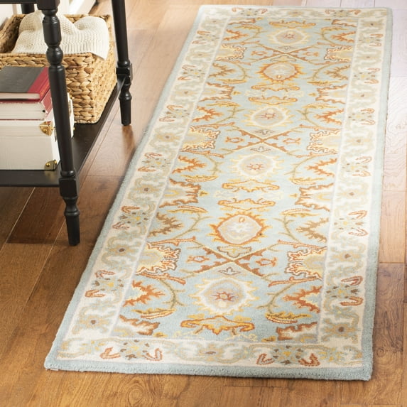 Safavieh Heritage Giles Oriental Wool Runner Rug, Light Blue/Ivory, 2'3" x 22'