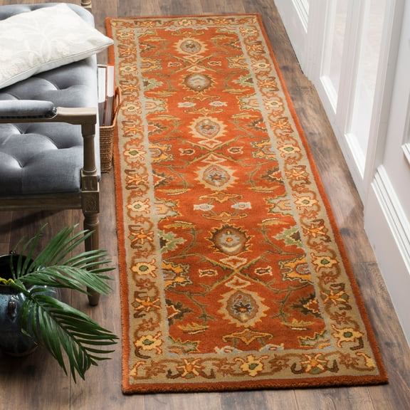 SAFAVIEH Heritage Giles Traditional Wool Runner Rug, Rust/Beige, 2'6" x 6'