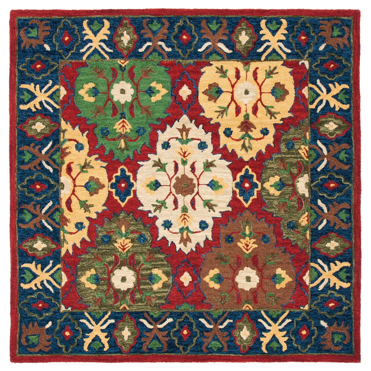 Elegant Heritage Hand-Tufted Red Wool 6' Square Area Rug