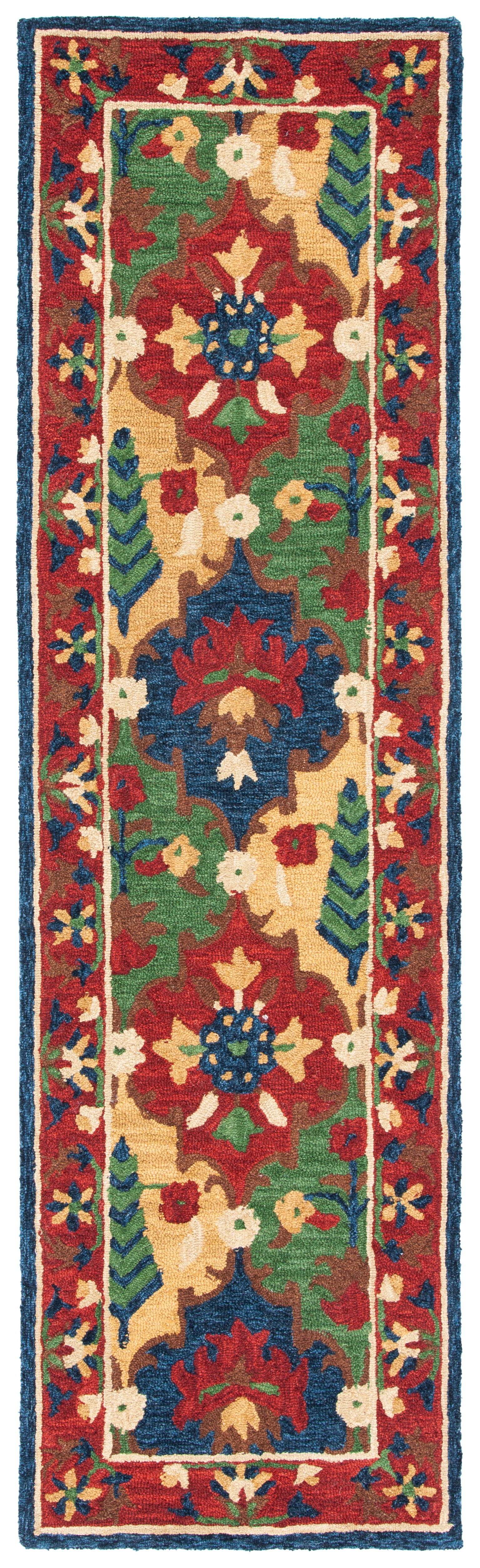 Heritage Red and Green Hand-Tufted Wool Runner Rug