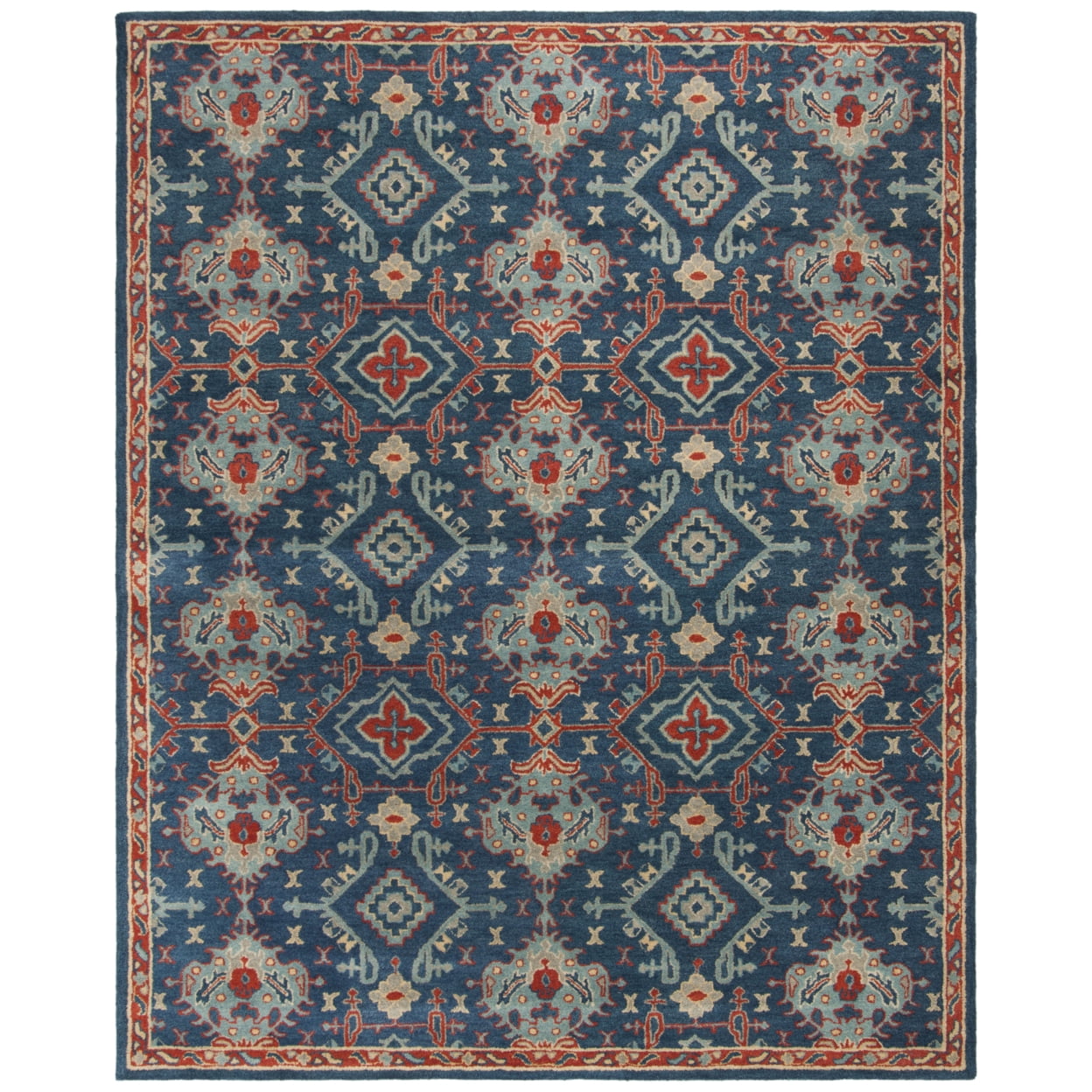 Handmade Blue Wool 9' x 12' Tufted Rectangular Rug