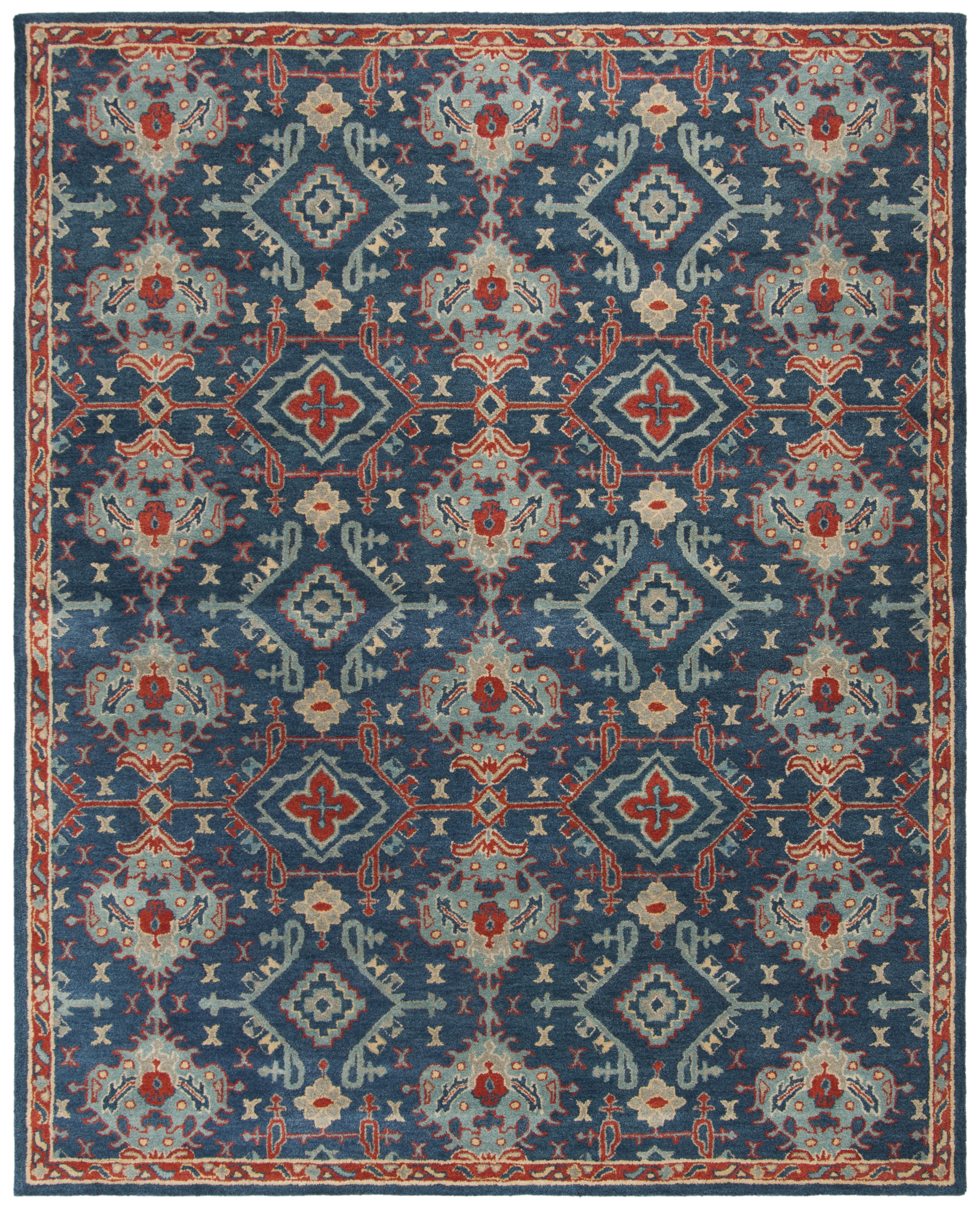 Handmade Blue Wool 9' x 12' Tufted Rectangular Rug