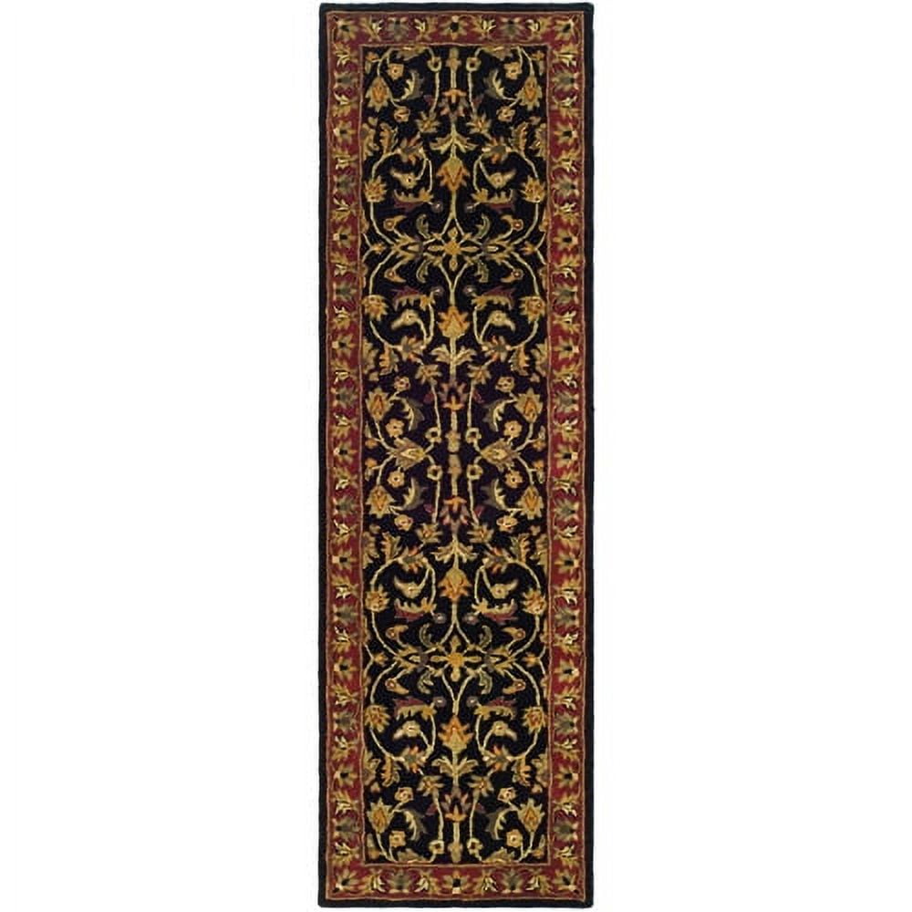 Hand-Tufted Black and Red Wool Runner Rug, 2'3" x 22'