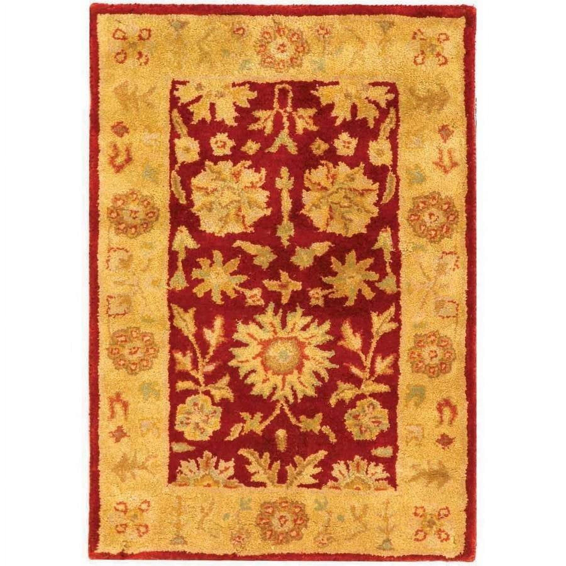 Elegant Heritage Red and Gold Hand-Tufted Wool Area Rug - 2' x 3'