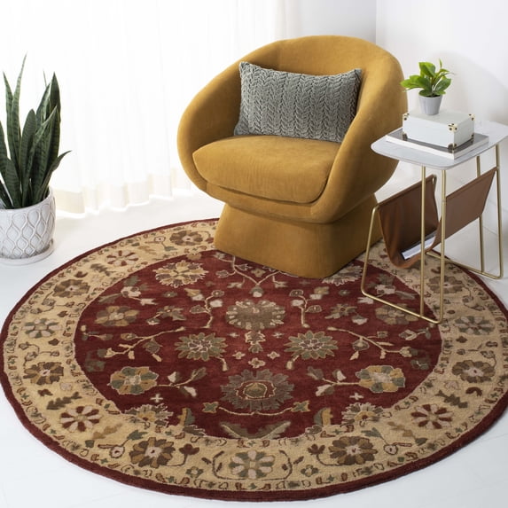 Safavieh Heritage Huntington Oriental Wool Area Rug, Red/Gold, 3'6" x 3'6" Round