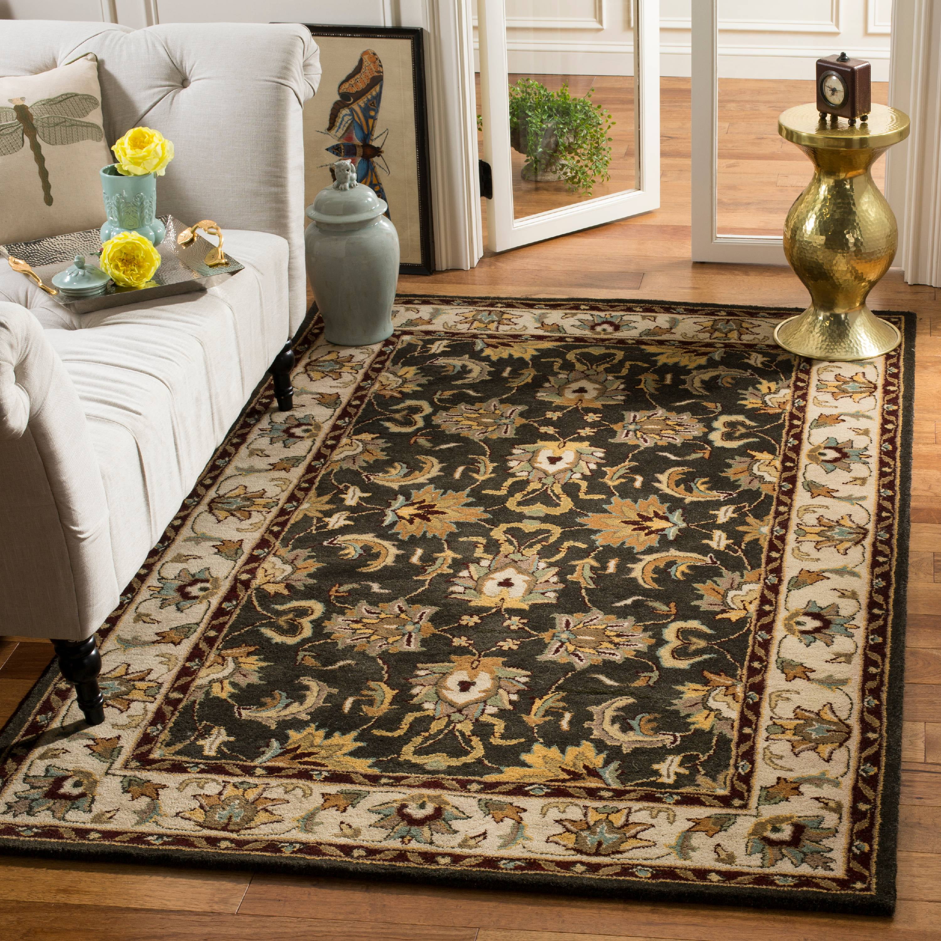 Heritage Black and Ivory Hand-Tufted Wool Square Rug, 6' x 6'