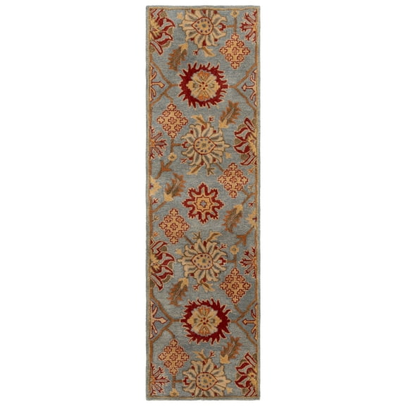 SAFAVIEH Heritage Jaynaston Floral Wool Runner Rug, Charcoal/Multi, 2'3" x 8'