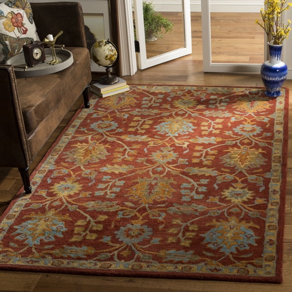 SAFAVIEH Heritage Jerald Floral Wool Area Rug, Red/Multi, 5' x 8'