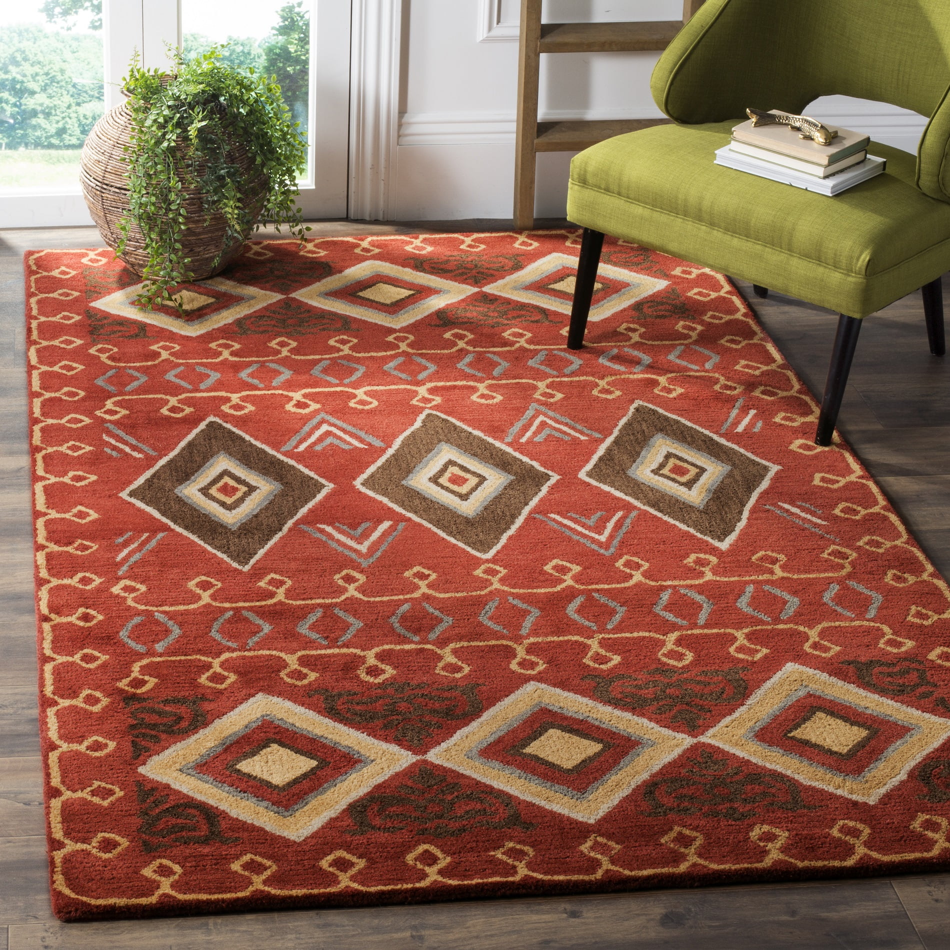 Heritage Red and Multi Wool 6' Square Area Rug