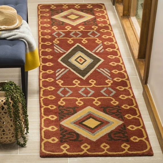 SAFAVIEH Heritage Josif Southwestern Wool Runner Rug, Red/Multi, 2'3" x 12'