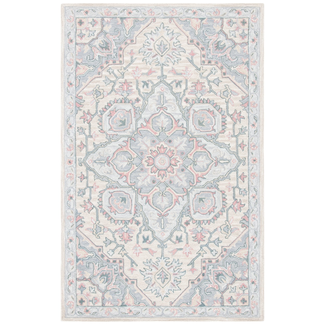 Elegant Heritage Blue Wool 4' x 6' Hand-Tufted Area Rug