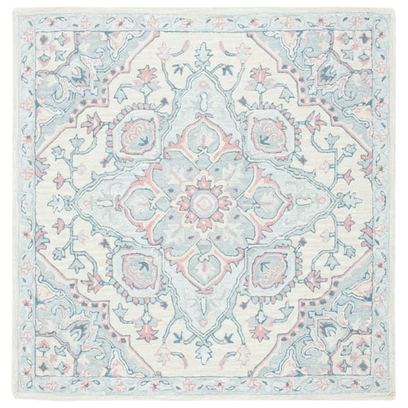 SAFAVIEH Heritage Kagan Oriental Area Rug, Beige/Blue, 6' x 6' Square