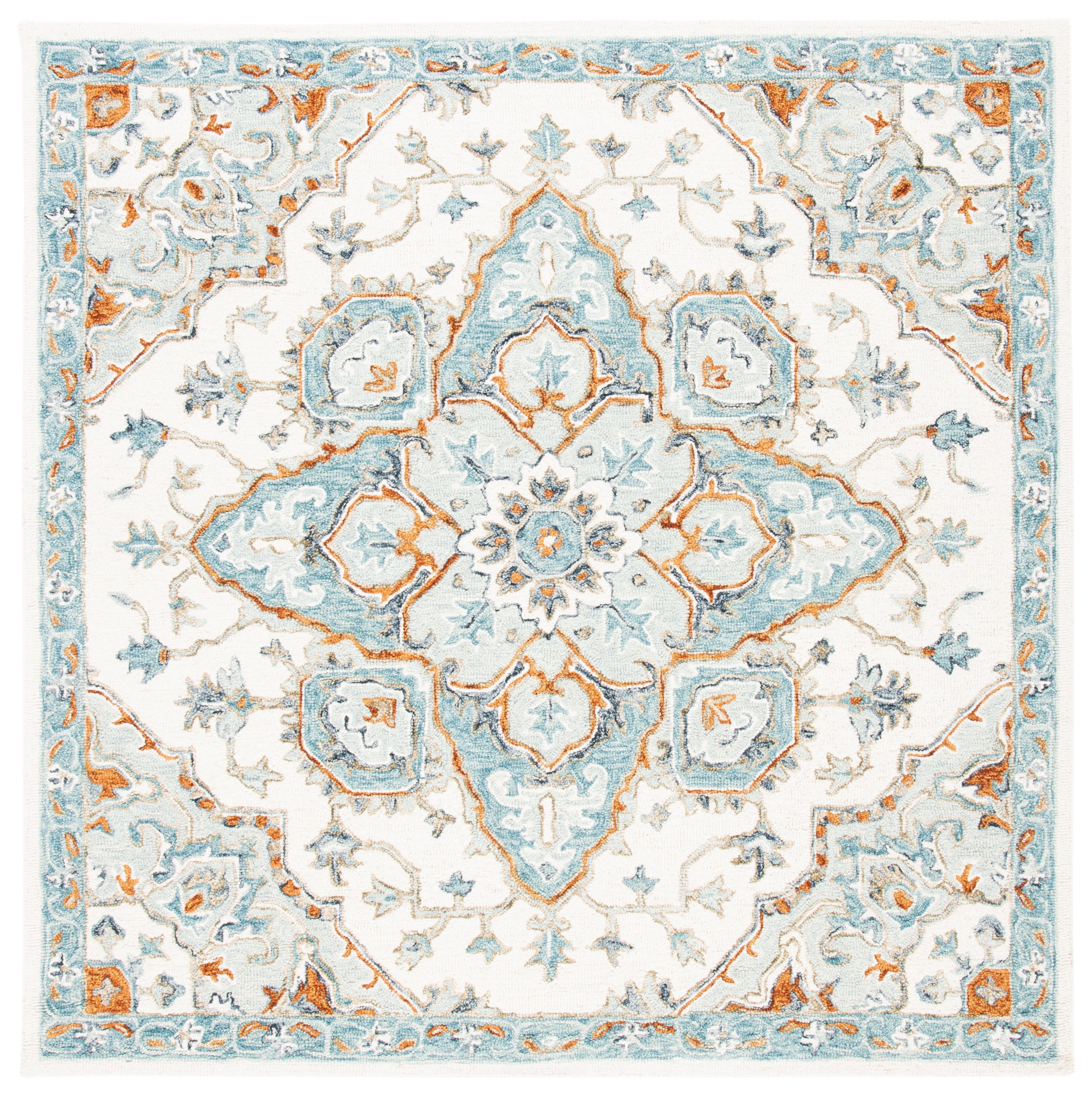 Ivory Elegance 6' Square Hand-Tufted Wool Area Rug