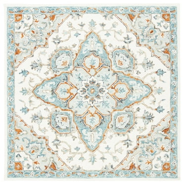 SAFAVIEH Heritage Kagan Oriental Area Rug, Ivory/Blue, 6' x 6' Square