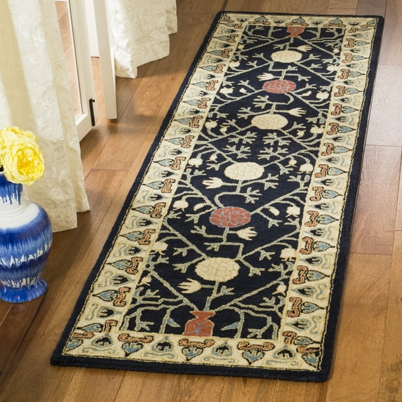 Safavieh Heritage Karina Floral Wool Runner Rug, Navy/Ivory, 2'3" x 8'