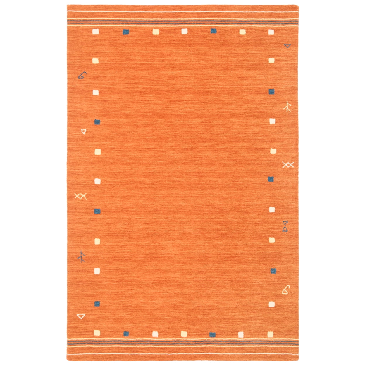 Handmade Tufted Wool Rectangular Rug in Orange and Blue, 9' x 12'