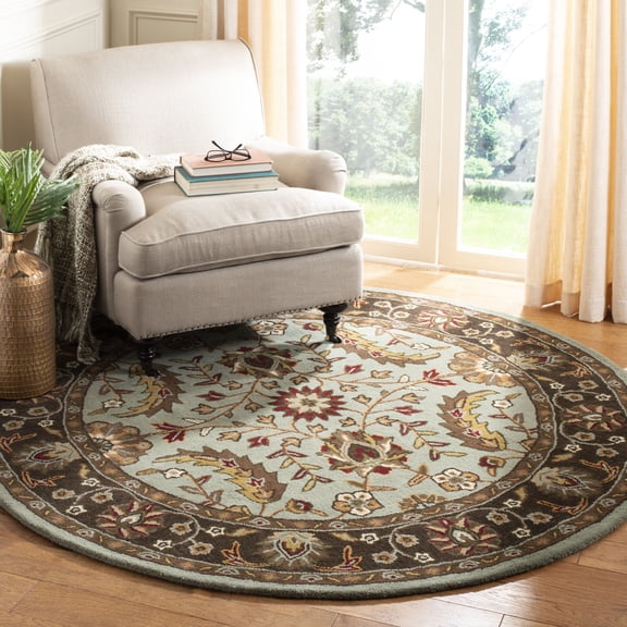 Safavieh Heritage Kent Oriental Wool Area Rug, Blue/Brown, 6' x 6' Round