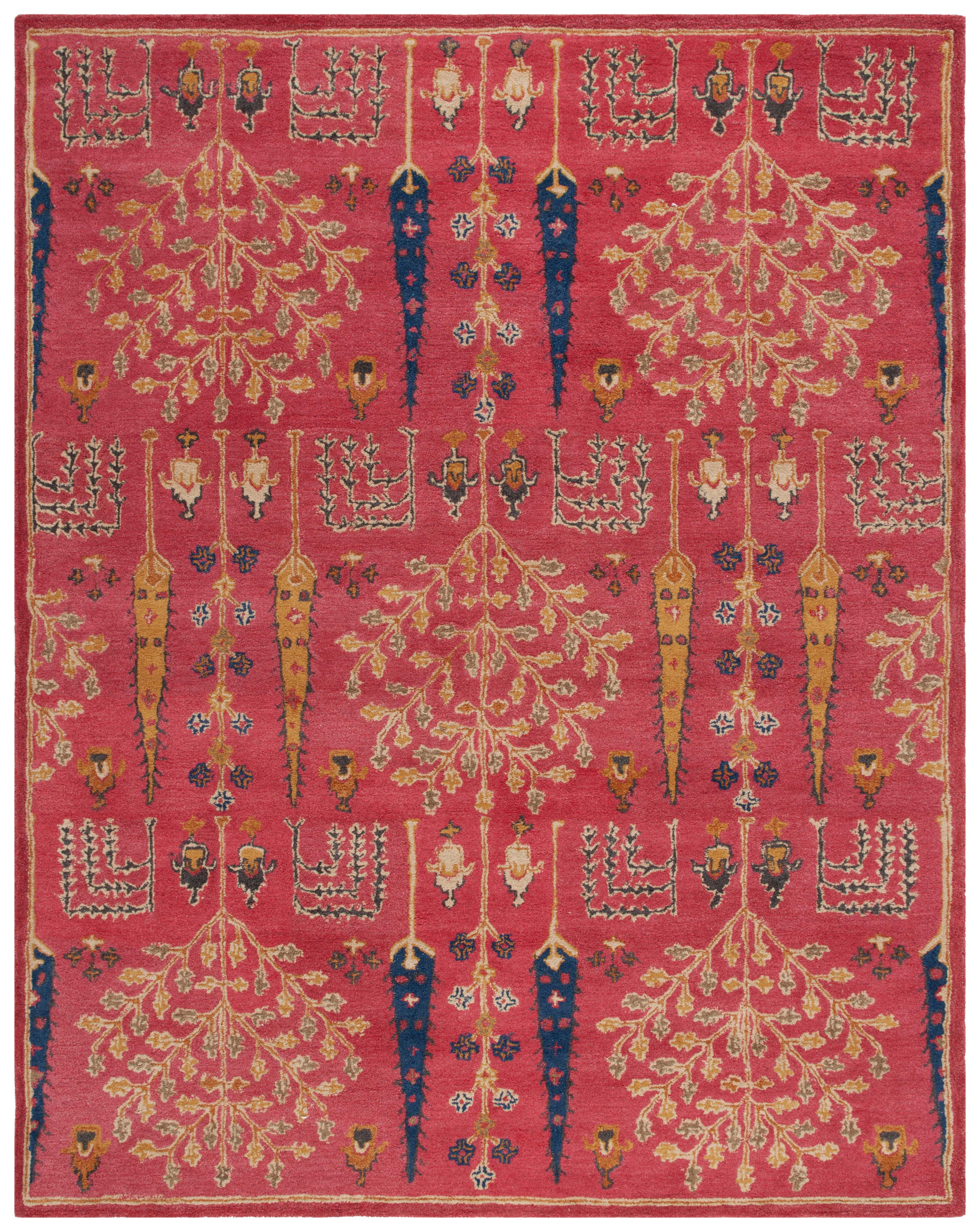 SAFAVIEH Heritage Kynaston Floral Wool Area Rug, Red/Multi, 10' x 14'