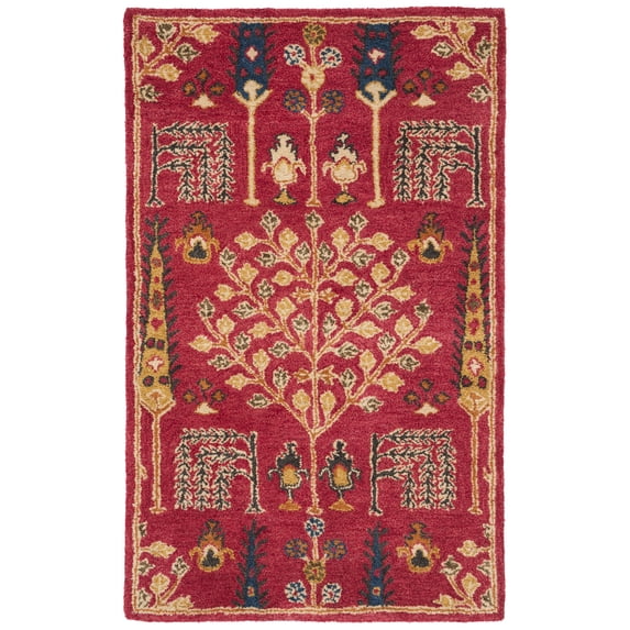 SAFAVIEH Heritage Kynaston Floral Wool Area Rug, Red/Multi, 2' x 3'