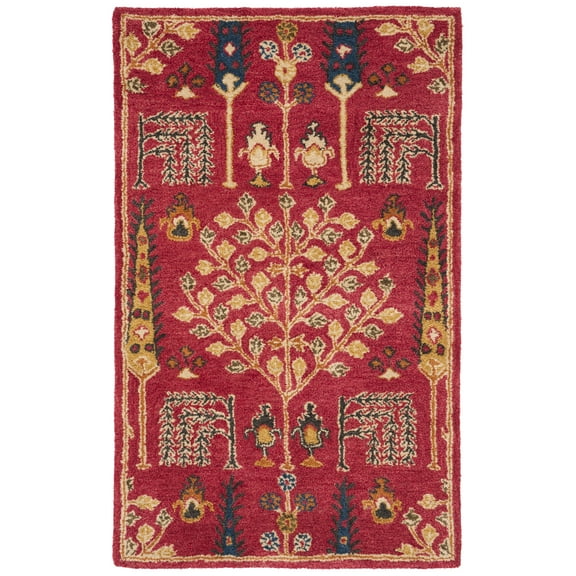 SAFAVIEH Heritage Kynaston Floral Wool Area Rug, Red/Multi, 2' x 3'