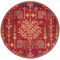 SAFAVIEH Heritage Kynaston Floral Wool Area Rug, Red/Multi, 8' x 8' Round