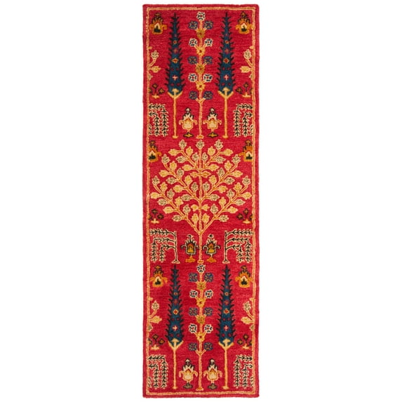 SAFAVIEH Heritage Kynaston Floral Wool Runner Rug, Red/Multi, 2'3" x 10'