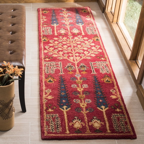 SAFAVIEH Heritage Kynaston Floral Wool Runner Rug, Red/Multi, 2'3" x 8'
