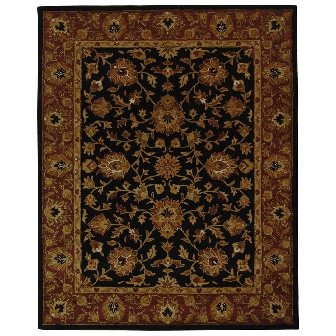Heritage Elegance Black Wool 5'x8' Hand-Tufted Area Rug
