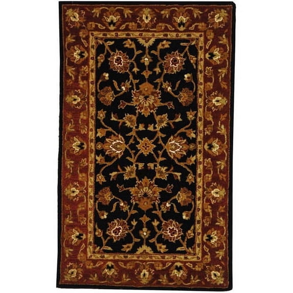 SAFAVIEH Heritage Lancaster Traditional Wool Area Rug, Black/Red, 3'6" x 3'6" Round