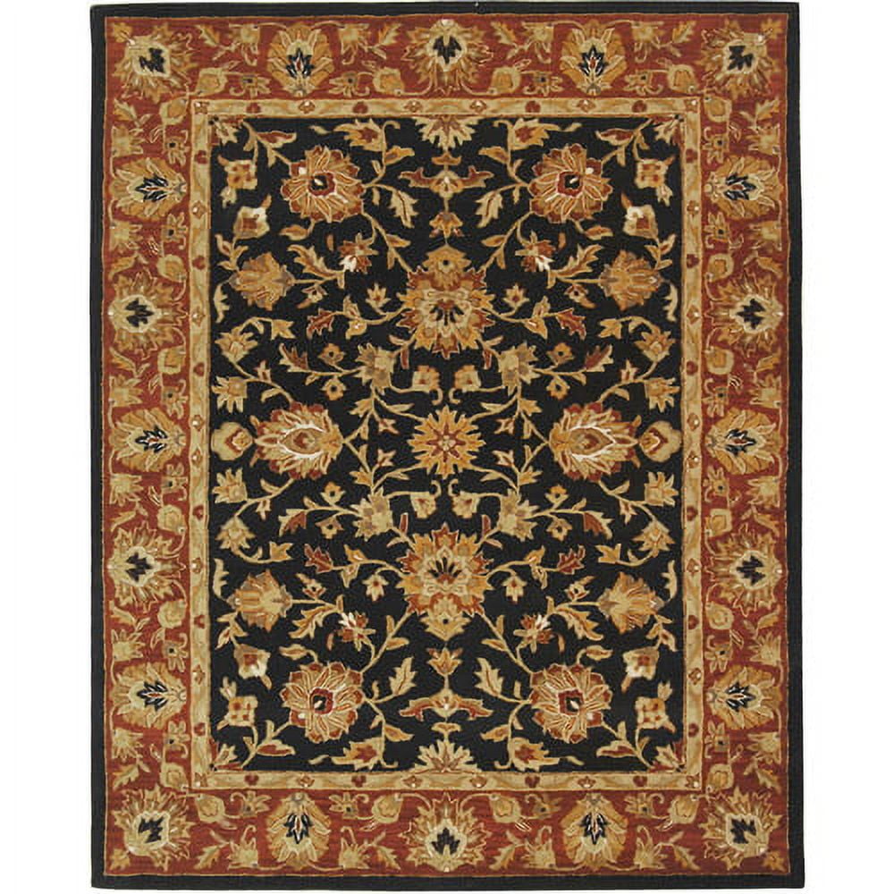 Elegant Heritage Hand-Tufted Black Wool Rectangular Rug 6' x 9'
