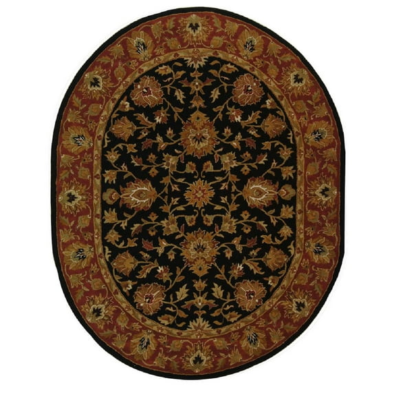 SAFAVIEH Heritage Lancaster Traditional Wool Area Rug, Black/Red, 7'6" x 9'6" Oval