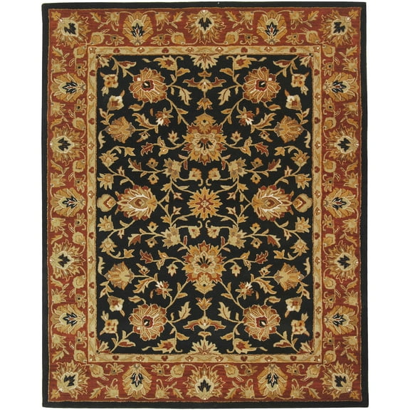 SAFAVIEH Heritage Lancaster Traditional Wool Area Rug, Black/Red, 7'6" x 9'6"