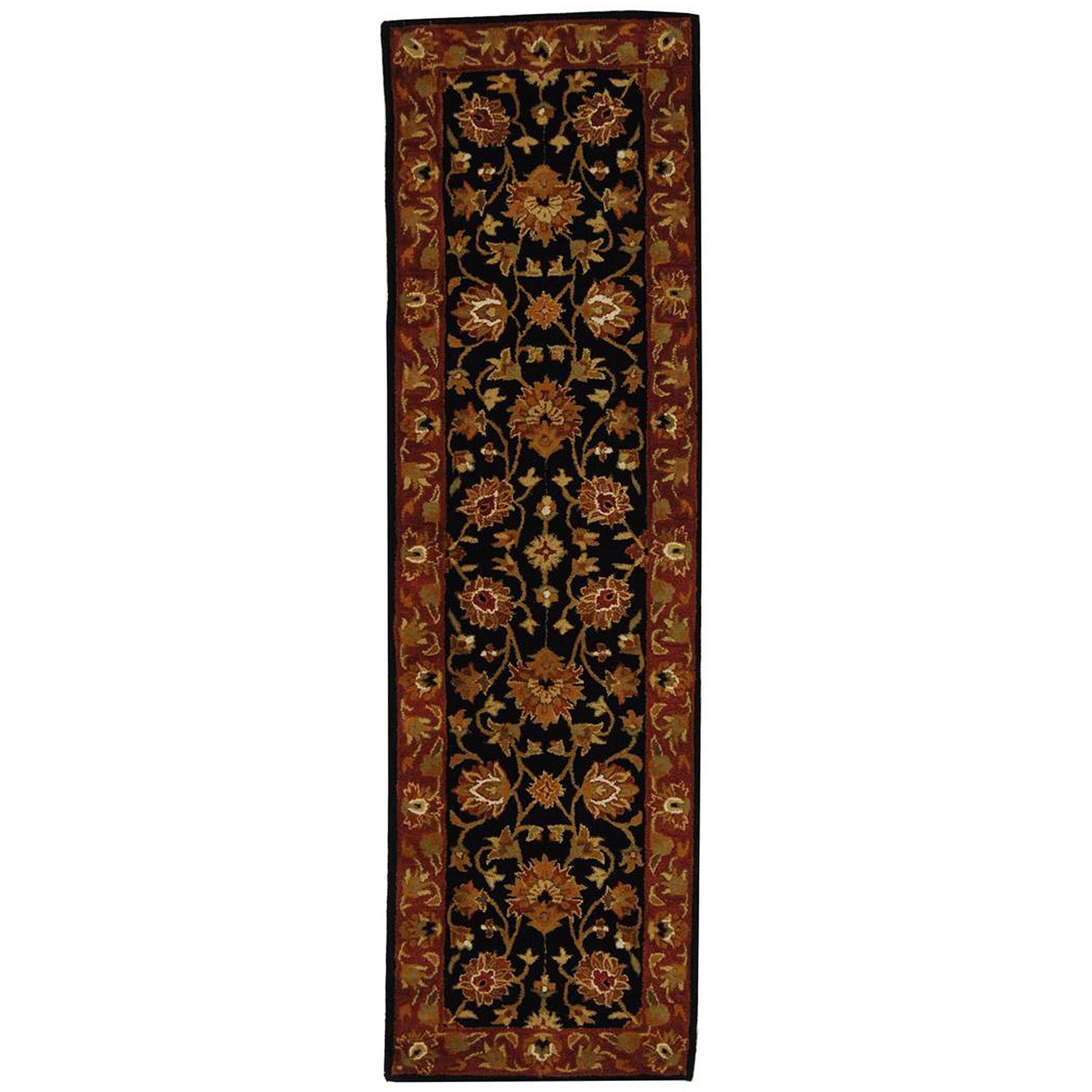 Heritage Black and Red Hand-Tufted Wool Runner Rug