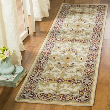 SAFAVIEH Heritage Lennard Floral Wool Runner Rug, Ivory/Blue, 2'3" x 8'